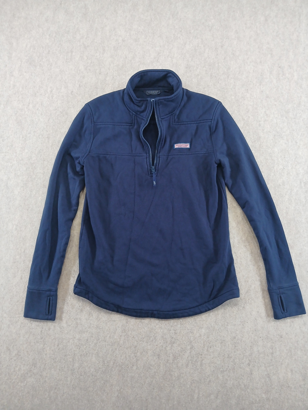 Vineyard Vines Blue Solid Knit Mock Neck 1/4 Zip Pullover Sweater S Mens Unisex